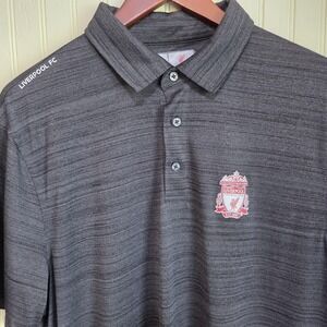 Liverpool FC Polo Shirt Mens Large Gray Soccer LFC Embroidered Crest Logo